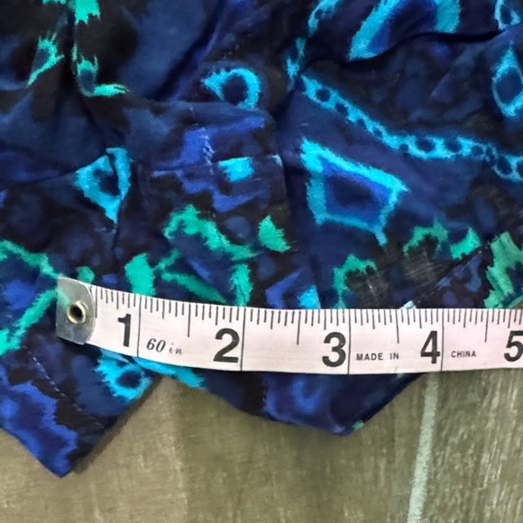 Express High Waist Women's Shorts in Blue and Green Pattern - Picture 9 of 10